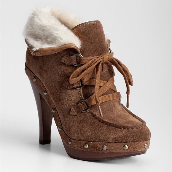 Guess Shoes - Guess Bountiful Suede Faux Fur Platform High Heel